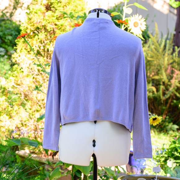 Isabella Bird Vtg 1970s NWOT Long-sleeved Lavender Waist-tie Rayon Cardigan - Picture 3 of 4